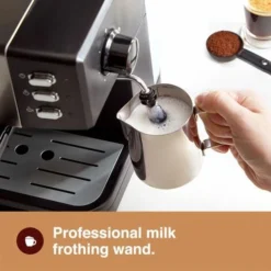 VonShef Espresso Machine, 15 Bar Pressure Pump – Barista Coffee Maker With Milk Frother For Latte, Cappuccino, Americano, Flat White And More – Black/Silver 7 VonShef Espresso Machine, 15 Bar Pressure Pump – Barista Coffee Maker With Milk Frother For Latte, Cappuccino, Americano, Flat White And More – Black/Silver -Kitchen Appliances Store 54924817 3