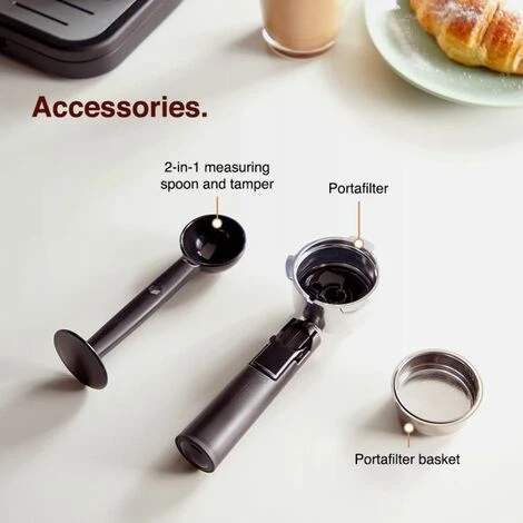 VonShef Espresso Machine, 15 Bar Pressure Pump – Barista Coffee Maker With Milk Frother For Latte, Cappuccino, Americano, Flat White And More – Black/Silver 5 VonShef Espresso Machine, 15 Bar Pressure Pump – Barista Coffee Maker With Milk Frother For Latte, Cappuccino, Americano, Flat White And More – Black/Silver - Image 5