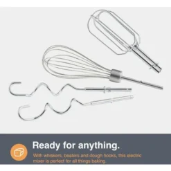 VonShef Professional 300W Hand Mixer, Black, Includes Chrome Beaters, Dough Hooks, Balloon Whisk + 5 Speed With Turbo Button -Kitchen Appliances Store 54924907 5