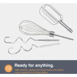 VonShef Professional 300W Hand Mixer, Red, Includes Chrome Beaters, Dough Hooks, Balloon Whisk + 5 Speed With Turbo Button -Kitchen Appliances Store 54925029 3