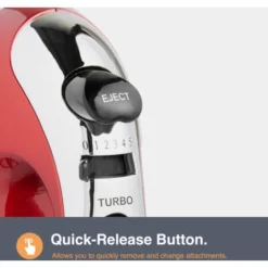 VonShef Professional 300W Hand Mixer, Red, Includes Chrome Beaters, Dough Hooks, Balloon Whisk + 5 Speed With Turbo Button -Kitchen Appliances Store 54925029 4