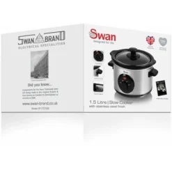 Swan 1.5 Litre Stainless Steel Slow Cooker -Kitchen Appliances Store 55564433 4