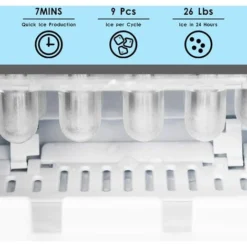 NICEME Electric Automatic Ice Maker Countertop 26 Pounds Portable Electric Ice Maker Machine With Ice Scoop And Basket Dining Room Kitchen Red -Kitchen Appliances Store 55657218 3