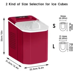 NICEME Electric Automatic Ice Maker Countertop 26 Pounds Portable Electric Ice Maker Machine With Ice Scoop And Basket Dining Room Kitchen Red -Kitchen Appliances Store 55657218 5