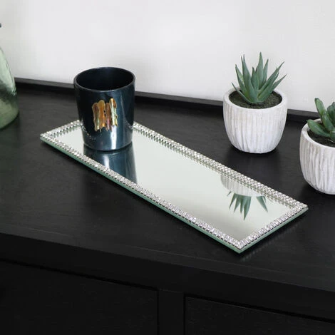 Rectangle Jewelled Mirrored Display Plate Tray 1 Rectangle Jewelled Mirrored Display Plate Tray