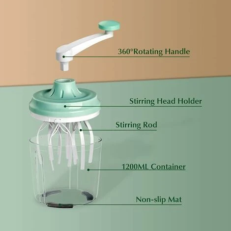 Manual Egg Beater, Multifunctional Manual Egg Beater, Manual Egg Beater Home Egg Beater 1200ML 2 Manual Egg Beater, Multifunctional Manual Egg Beater, Manual Egg Beater Home Egg Beater 1200ML - Image 2