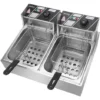 2500W 220-240V 12.7QT/12L Stainless Steel Double Cylinder Electric Fryer UK