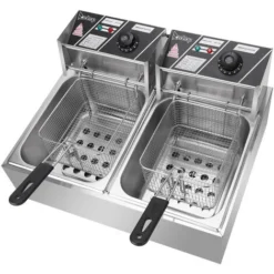 2500W 220-240V 12.7QT/12L Stainless Steel Double Cylinder Electric Fryer UK