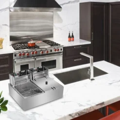 2500W 220-240V 12.7QT/12L Stainless Steel Double Cylinder Electric Fryer UK -Kitchen Appliances Store 57959952 4