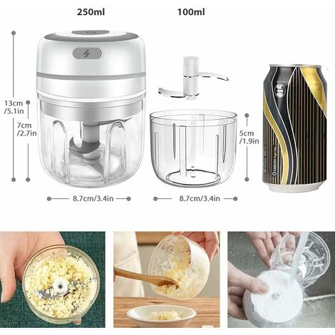 2PCS Mini Electric Mincer Cordless Meat Grinder Food Chopper With Sharp Blades,Electric Garlic Press 2 2PCS Mini Electric Mincer Cordless Meat Grinder Food Chopper With Sharp Blades,Electric Garlic Press - Image 2
