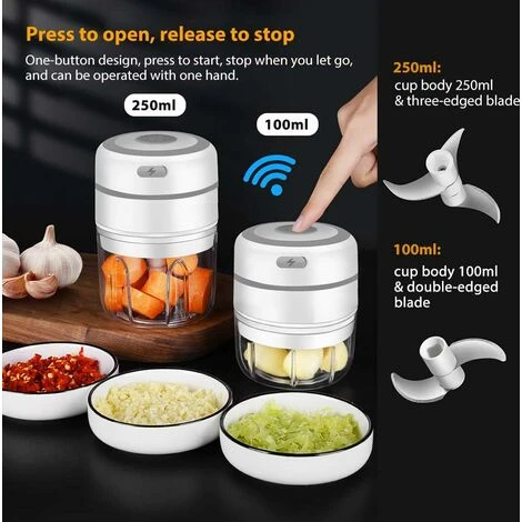 2PCS Mini Electric Mincer Cordless Meat Grinder Food Chopper With Sharp Blades,Electric Garlic Press 4 2PCS Mini Electric Mincer Cordless Meat Grinder Food Chopper With Sharp Blades,Electric Garlic Press - Image 4