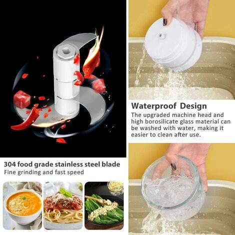 Mini Electric Chopper, Food Chopper Vegetable Chopper Processor With 300ML Glass Bowl, Electric Meat 3 Mini Electric Chopper, Food Chopper Vegetable Chopper Processor With 300ML Glass Bowl, Electric Meat - Image 3