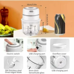 Mini Electric Chopper, Food Chopper Vegetable Chopper Processor With 300ML Glass Bowl, Electric Meat 8 Mini Electric Chopper, Food Chopper Vegetable Chopper Processor With 300ML Glass Bowl, Electric Meat -Kitchen Appliances Store 58422907 4
