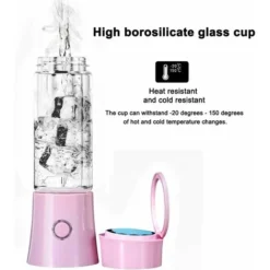 Portable Juice Blender, Milkshake, Fruit And Vegetable Juicer,Mixer,480ml, BPA Free,Mini USB Smoothie Blender,100W,Christmas Gift For Family（pink） -Kitchen Appliances Store 59691743 3