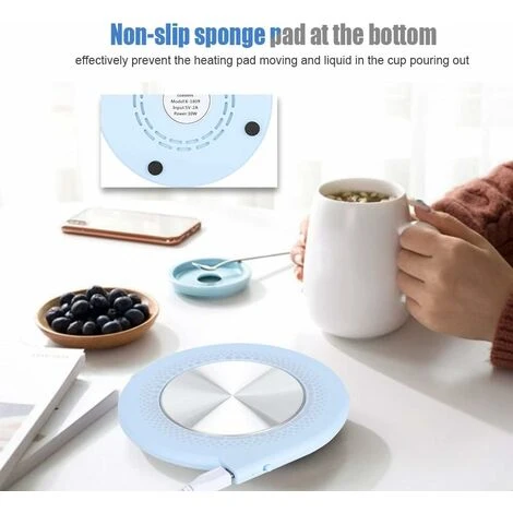 USB Cup Heater Mat, Coffee Mug Warmer For Office/Home/Office USB Heating Insulation Coaster Pad Cup Warmer(Blue) 3 USB Cup Heater Mat, Coffee Mug Warmer For Office/Home/Office USB Heating Insulation Coaster Pad Cup Warmer(Blue) - Image 3