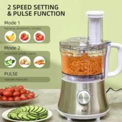 HOMCOM Food Processor W/1L Bowl 1.5L Blender Blades Slicing Grating Discs 500W -Kitchen Appliances Store 60151820 4