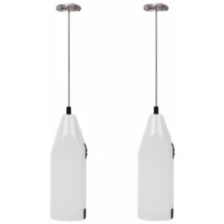 HIASDFLS Lot De 2 Mousseurs À Lait Portables À Piles – Fouet Électrique Pour Mousseur À Café, Agitateur À Batterie, Mousseur À Lait Portable, Mini Mélangeur Pour Café À L'Épreuve Des Balles, Cappuccin