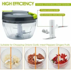 Multi-Function Manual Food Chopper & Processors With Handle And Cover,Vegetable Chopper Shredder,Garlic Press,Suitable For Onions Garlic Peppers Carrots Gingers Fruits,Wonderful For Kitchen(Green) -Kitchen Appliances Store 60699691 3