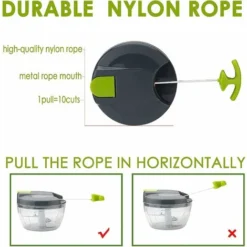 Multi-Function Manual Food Chopper & Processors With Handle And Cover,Vegetable Chopper Shredder,Garlic Press,Suitable For Onions Garlic Peppers Carrots Gingers Fruits,Wonderful For Kitchen(Green) -Kitchen Appliances Store 60699691 4