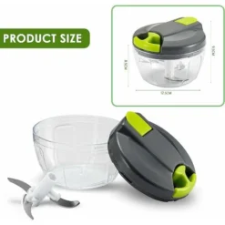 Multi-Function Manual Food Chopper & Processors With Handle And Cover,Vegetable Chopper Shredder,Garlic Press,Suitable For Onions Garlic Peppers Carrots Gingers Fruits,Wonderful For Kitchen(Green) -Kitchen Appliances Store 60699691 5