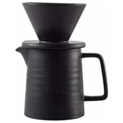 500ML Pour Coffee Maker Set, Premium Ceramic V60 Dripper And Decanter, 1-2 Cup Home Filter Coffee Maker (Black)