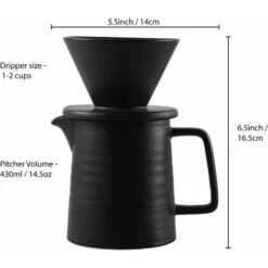 500ML Pour Coffee Maker Set, Premium Ceramic V60 Dripper And Decanter, 1-2 Cup Home Filter Coffee Maker (Black) -Kitchen Appliances Store 60699814 5