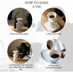 500ML Pour Coffee Maker Set, Premium Ceramic V60 Dripper And Decanter, 1-2 Cup Home Filter Coffee Maker (White) -Kitchen Appliances Store 60700050 3