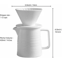 500ML Pour Coffee Maker Set, Premium Ceramic V60 Dripper And Decanter, 1-2 Cup Home Filter Coffee Maker (White) -Kitchen Appliances Store 60700050 5
