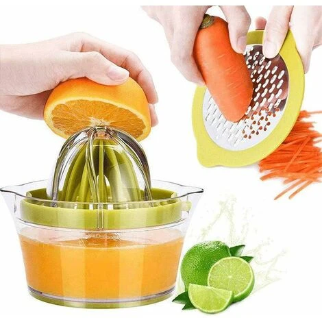 Manual Juicer Citrus Lemon Orange Hand Squeezer With Built-in Measuring Cup And Grater, 12OZ, Green 1 Manual Juicer Citrus Lemon Orange Hand Squeezer With Built-in Measuring Cup And Grater, 12OZ, Green