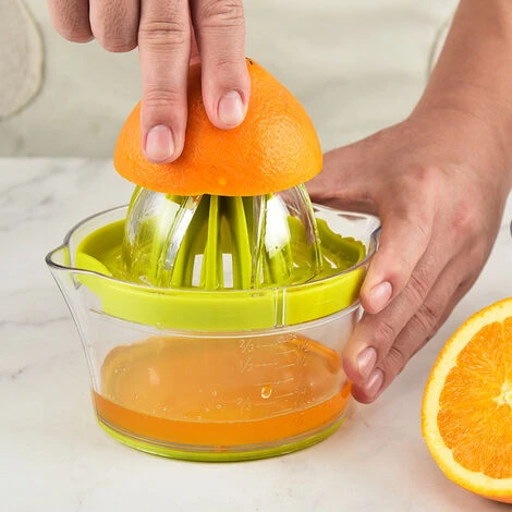 Manual Juicer Citrus Lemon Orange Hand Squeezer With Built-in Measuring Cup And Grater, 12OZ, Green 2 Manual Juicer Citrus Lemon Orange Hand Squeezer With Built-in Measuring Cup And Grater, 12OZ, Green - Image 2