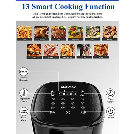 Proscenic T22 Air Fryer With 13 Presets & Shake Reminder, Oil Free Air Fryer 5L, Low-Noise, Compatible With APP & Alexa, 100+ Online Recipes, LED Touch Screen, Non-Stick Basket, 1700W 2 Proscenic T22 Air Fryer With 13 Presets & Shake Reminder, Oil Free Air Fryer 5L, Low-Noise, Compatible With APP & Alexa, 100+ Online Recipes, LED Touch Screen, Non-Stick Basket, 1700W - Image 2