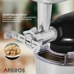 AREBOS 6-in-1 Food Processor 1500 W Black Meat Grinder Blender Pasta Machine Kneading Machine With Stainless Steel Bowl 5.5 L Kitchen Mixer With Mixing Hook, Dough Hook, Whisk, Splash Guard -Kitchen Appliances Store 65711670 5