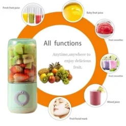 Juice Machine,Portable Electric Juicer,Smoothie Blender,6 Knives,Mini Blender,USB Rechargeable,500ML,Green -Kitchen Appliances Store 65910902 4