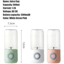 Juice Machine,Portable Electric Juicer,Smoothie Blender,6 Knives,Mini Blender,USB Rechargeable,500ML,Green -Kitchen Appliances Store 65910902 5
