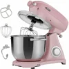 AREBOS Retro Kitchen Machine 1800W Pink Mixer With 6L Stainless Steel Mixing Bowl Silent Kitchen Mixer With Mixing Hook, Dough Hook, Whisk And Splash Guard 6 Speeds