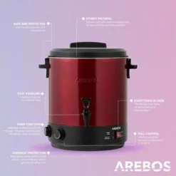 AREBOS Automatic Preserving Cooker 1800 W Preserving Pot 28 L With Timer, Thermostat & Overheating Protection Steplessly Adjustable 30-110°C Mulled Wine Cooker Incl. Preserving Jar Lifter & Prese -Kitchen Appliances Store 66438939 3
