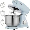 AREBOS Retro Food Processor 1800W Blue Mixer With 6L Stainless Steel Mixing Bowl Silent Kitchen Mixer With Mixing Hook, Dough Hook, Whisk And Splash Guard 6 Speeds