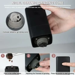 Portable Electric Coffee Grinder, Coffee Grinder 1300mAh USB Rechargeable Coffee Grinder With Brush For Coffee Beans, Spices, Nuts 8 Portable Electric Coffee Grinder, Coffee Grinder 1300mAh USB Rechargeable Coffee Grinder With Brush For Coffee Beans, Spices, Nuts -Kitchen Appliances Store 67263293 4