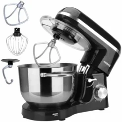 AREBOS Stand Mixer 1500 W With 6 L Stainless Steel Mixing Bowl, Incl. Whisk, Dough Hook, Flat Beater And Splash Guard, 6 Speed Settings And Pulse Function