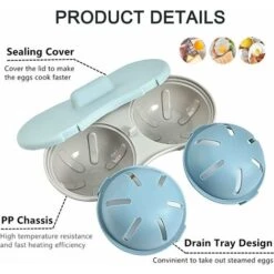 Egg Poacher - 2 Cavity Edible Silicone Egg Boiler Set, Double Egg Cups For Hard Boiled Eggs, Blue 7 Egg Poacher - 2 Cavity Edible Silicone Egg Boiler Set, Double Egg Cups For Hard Boiled Eggs, Blue -Kitchen Appliances Store 67643560 3