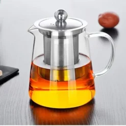 Heat Resistant Glass Teapot With Infuser, Clear Handle, Perfect For Tea And Coffee - (450ml)