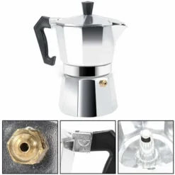 Moka Pot Machine Express Italian Coffee Maker Espresso Stainless Steel Kettle(450ML 9cups) -Kitchen Appliances Store 68091257 4