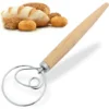 Dough Whisk - Bread Making Tools - Bread Dough Mixer Hand - Bread Dough Whisk For Pastry - Large Stainless Steel Swedish Whisk With Wooden Handle 13.1 Inch