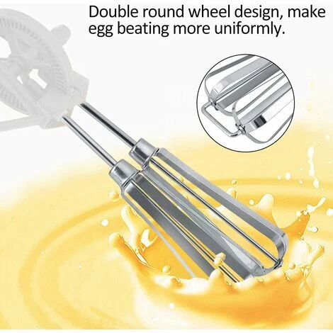Stainless Steel Manual Whisk Egg Beater Rotary Handheld Egg Frother Mixer Cooking Tool Kitchen(White) 3 Stainless Steel Manual Whisk Egg Beater Rotary Handheld Egg Frother Mixer Cooking Tool Kitchen(White) - Image 3