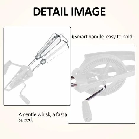 Stainless Steel Manual Whisk Egg Beater Rotary Handheld Egg Frother Mixer Cooking Tool Kitchen(White) 4 Stainless Steel Manual Whisk Egg Beater Rotary Handheld Egg Frother Mixer Cooking Tool Kitchen(White) - Image 4