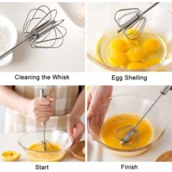 Manual Whisk, Semi-Automatic Whisk, Quiet Small Non-Electric Manual Whisk For The Eat-In Kitchen Made Of Stainless Steel -Kitchen Appliances Store 68106659 3