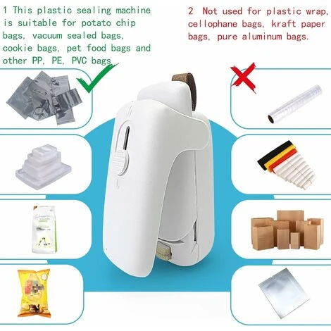 Mini Household Sealer, Handheld Pouch-type Heat Vacuum Sealer, 2 In 1 Sealer And Paper Cutter, Portable Pouch Sealer, Food Preserver For Plastic Bags (Milky White) 4 Mini Household Sealer, Handheld Pouch-type Heat Vacuum Sealer, 2 In 1 Sealer And Paper Cutter, Portable Pouch Sealer, Food Preserver For Plastic Bags (Milky White) - Image 4