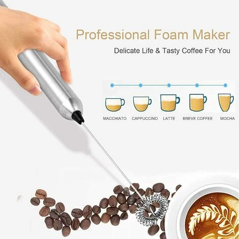 Electric Milk Frother Rod, Stainless Steel Handheld Milk Frother, Battery Operated Electric Motor Frother, Coffee/Latte/Cappuccino/Cream/Macchiato Milk Frother 5 Electric Milk Frother Rod, Stainless Steel Handheld Milk Frother, Battery Operated Electric Motor Frother, Coffee/Latte/Cappuccino/Cream/Macchiato Milk Frother - Image 5