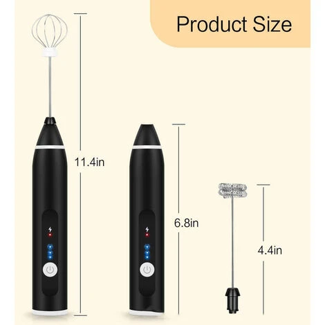 Electric Milk Frother, USB Rechargeable Milk Frother 2 In 1 Hand-held Battery-operated Milk Frother For Coffee, Latte, Cappuccino, Beating Eggs 4 Electric Milk Frother, USB Rechargeable Milk Frother 2 In 1 Hand-held Battery-operated Milk Frother For Coffee, Latte, Cappuccino, Beating Eggs - Image 4