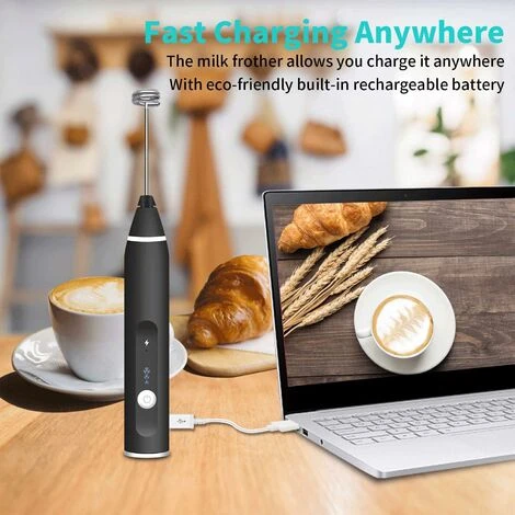Electric Milk Frother, USB Rechargeable Milk Frother 2 In 1 Hand-held Battery-operated Milk Frother For Coffee, Latte, Cappuccino, Beating Eggs 5 Electric Milk Frother, USB Rechargeable Milk Frother 2 In 1 Hand-held Battery-operated Milk Frother For Coffee, Latte, Cappuccino, Beating Eggs - Image 5